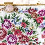 ヴィンテージ　バッグ　 天然石お花 プチポアン