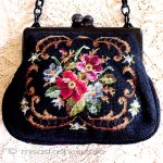 ヴィンテージバッグ　刺繍 プチポアン　セルロイド製