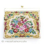 ヴィンテージバッグ　 総刺繍お花 プチポアン