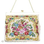 ヴィンテージバッグ　 総刺繍お花 プチポアン