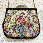 アンティークバッグ　刺繍 オーストリア製　プチポアン