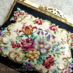 アンティークバッグ プチポアン　花刺繍