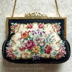 アンティークバッグ プチポアン　花刺繍