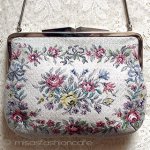 ヴィンテージバッグ ドイツ製　お花刺繍