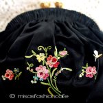 アンティークバッグ　仏製 お花刺繍とパール金具