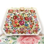 ヴィンテージ バッグ 天然石お花 プチポアン