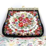 ヴィンテージ バッグ 総刺繍お花 プチポアン