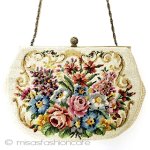 ビンテージバッグ　刺繍 プチポアン　花ブーケ