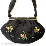 ヴィンテージバッグ　仏製 フラワーブーケ・花刺繍