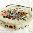 （画像用） ヴィンテージバッグ（大） 花ブーケ刺繍プチポアン
