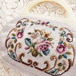 ヴィンテージ花刺繍バッグ セルロイド製フレーム