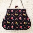 （画像用） ビンテージバッグ（大） ローズ花プチポアン刺繍