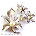 Trifari　 トリファリ パール銀花　セット