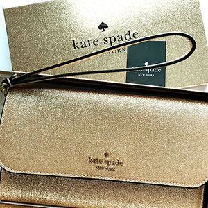 KateSpadeゴールド金 お財布兼バッグ２Way