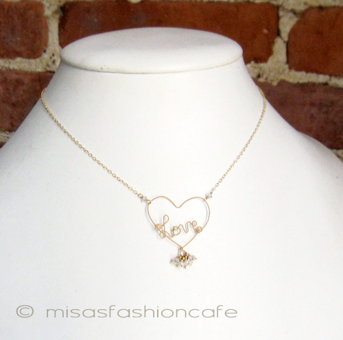 （画像用） 14K gf 真珠・天然石 Loveハート ネックレス