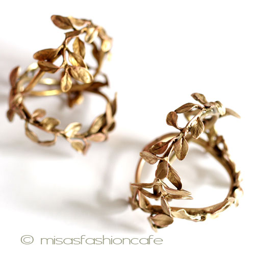 （画像用） マイケルミショー　ハーブ金葉 ナプキンリング　４個セット