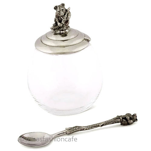 （画像用） 親子熊　クマの蜂蜜 スプーン付ガラス容器