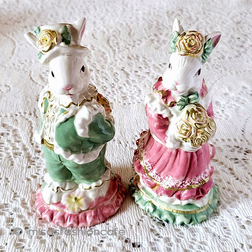 （画像用） ラビットうさぎ夫婦（花束） 塩コショウ調味料セット