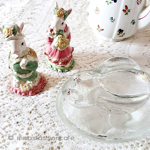 （画像用） ラビット・うさぎ（大） 蓋付き容器ガラスボウル