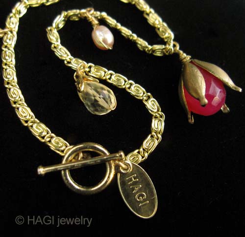 （画像用） HAGI ブレスレット 天然シトリン・オニキス・真珠