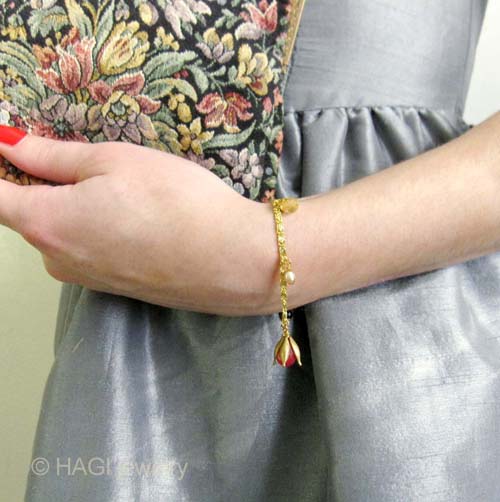 （画像用） HAGI ブレスレット 天然シトリン・オニキス・真珠