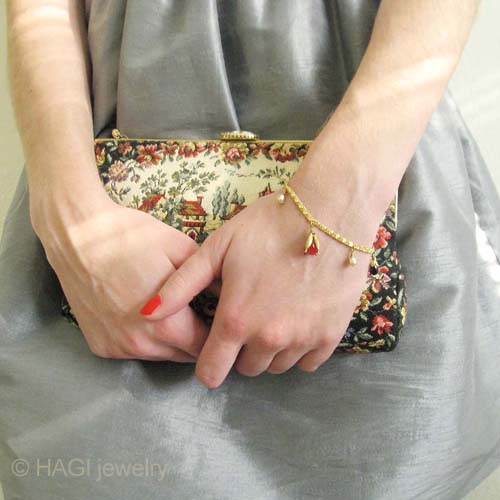 （画像用） HAGI ブレスレット 天然シトリン・オニキス・真珠