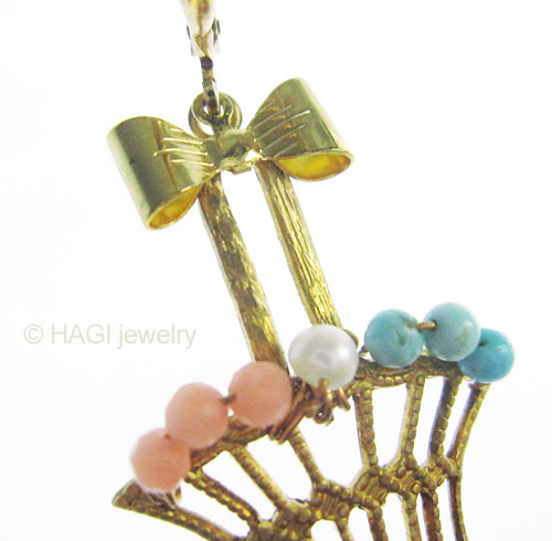 （画像用） HAGI ピアス・イヤリング 真珠トルコ石珊瑚の花かご