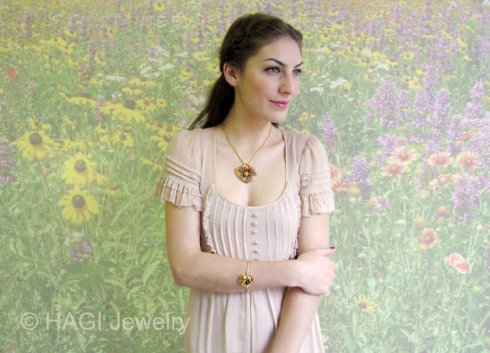 （画像用） HAGI ネックレス 翡翠 フラワーブーケ