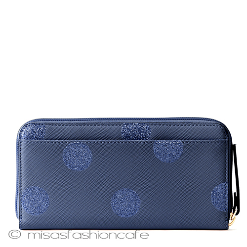 （画像用） ケイトスペード　長財布 ネイビードット　水玉柄