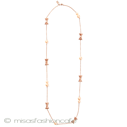 （画像用） ケイトスペード　リボン パール　ロングネックレス