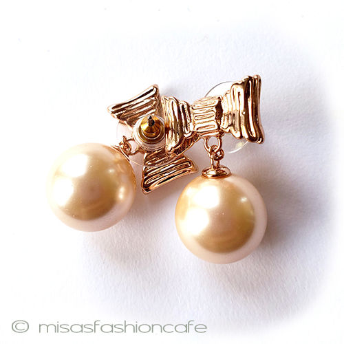 （画像用） ケイトスペード　ピアス パールRoseGoldリボン