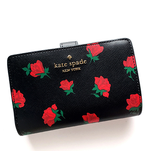 （画像用） ケイトスペードお財布 ローズ花柄２つ折り