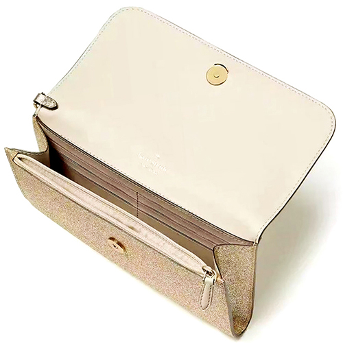 （画像用） KateSpadeゴールド金 お財布兼バッグ２Way