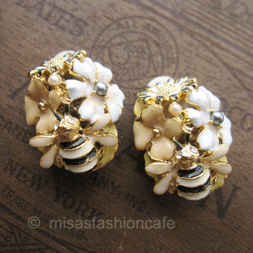 （画像用） パステル フラワーガーデン KJL ミツバチ イヤリング