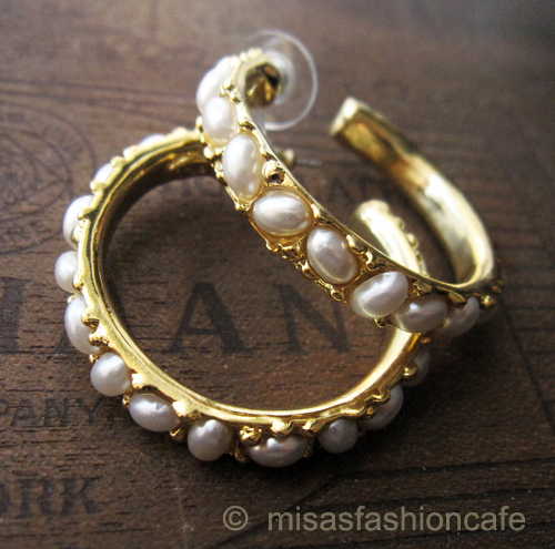 （画像用） KJL フープ　ピアス パール　Mサイズ