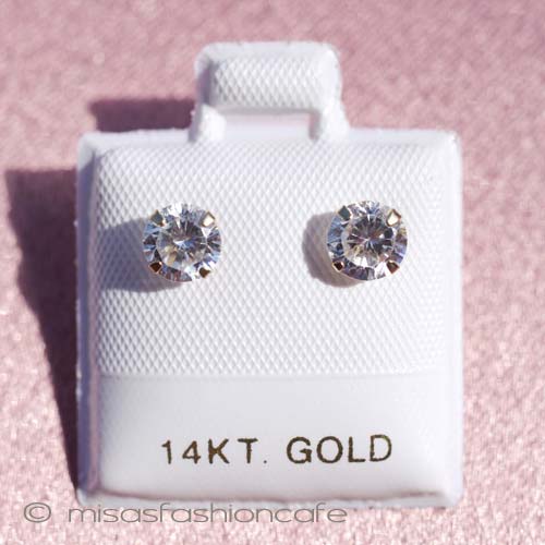 （画像用） 14金　イエローゴールド ジルコニアダイヤ　ピアス