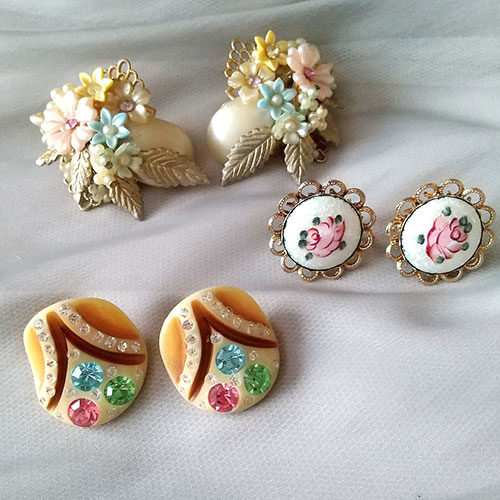 （画像用） ヴィンテージイヤリング 「パステル」３点セット