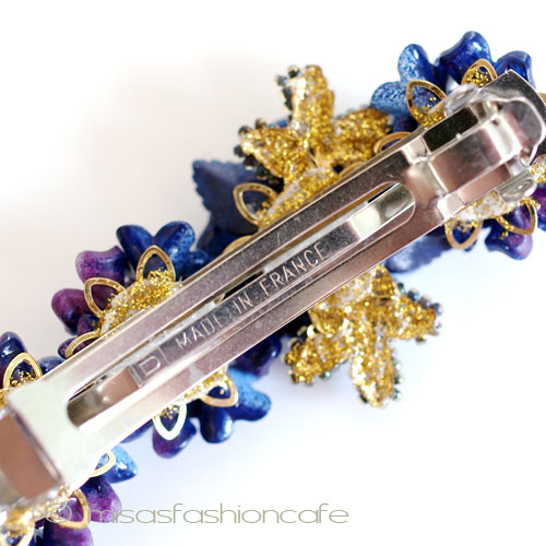 （画像用） ヘアーバレッタ お花ネイビー　再販！