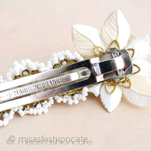 （画像用） パーティーヘアバレッタ フランス製花パール再販