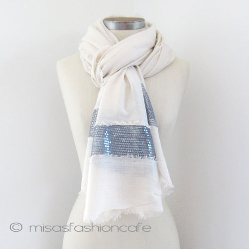 （画像用） スパンコール ストール（大） ヌーディーホワイト再販！
