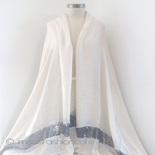 （画像用） スパンコール ストール（大） ヌーディーホワイト再販！