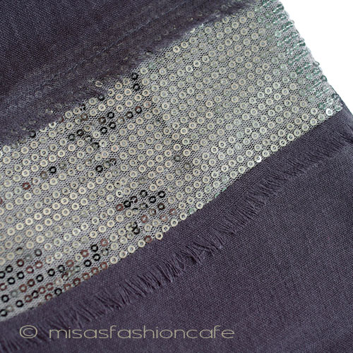 （画像用） スパンコール ストール チャコール・グレー（大判）