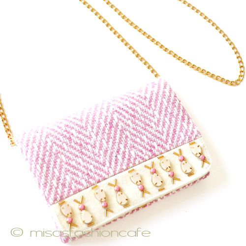 （画像用） ビジュー　ピンク ショルダーバッグ