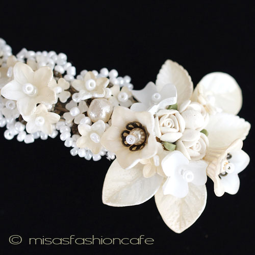 （画像用） CA/仏製　お花バレッタ フラワー＆パール