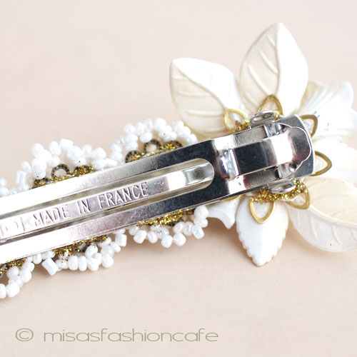 （画像用） CA/仏製　お花バレッタ フラワー＆パール