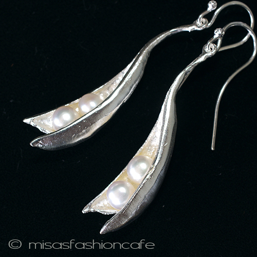 （画像用） 真珠　さやえんどう豆　 ピアス　または　クリップ