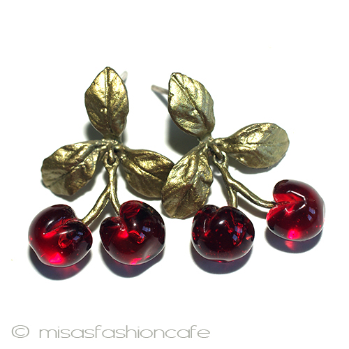 （画像用） マイケルミショー　ピアス ガラスのチェリー再販