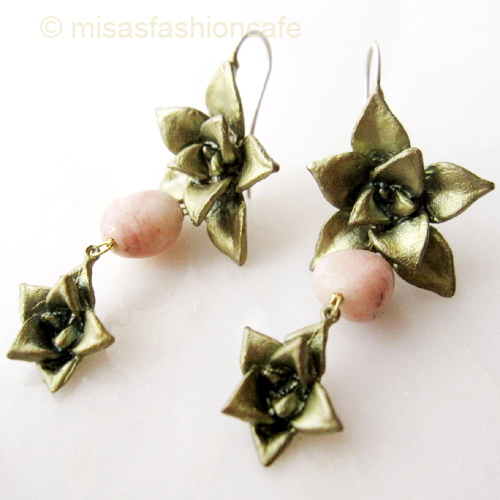 （画像用） Michaud ピアス 天然石 砂漠のローズ