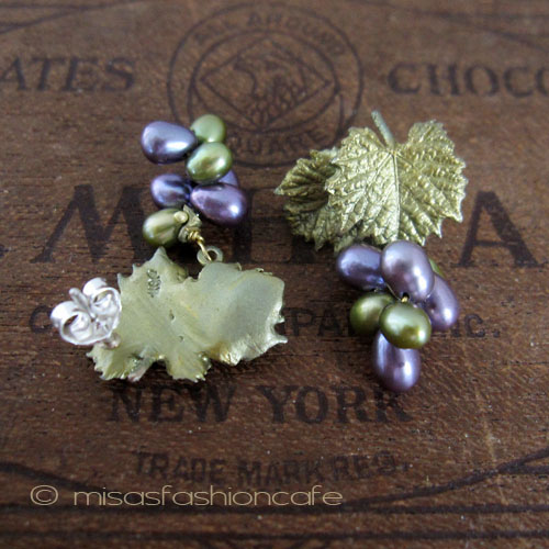 【おお】マイケルミショー ボックスウッド ブロンズ淡水パールイヤリング おお】マイケルミショー ボックスウッド ブロンズ淡水パール