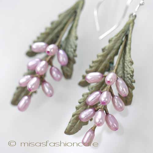 （画像用） Michaud ピアス　 　真珠のラベンダー